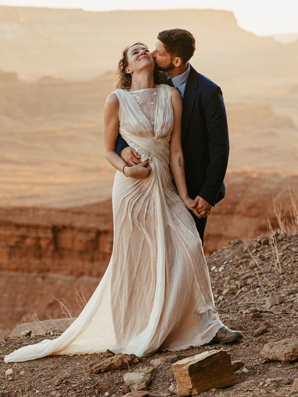 Tadashi Shoji Light Pearl Beaded Crinkle Chiffon Gown